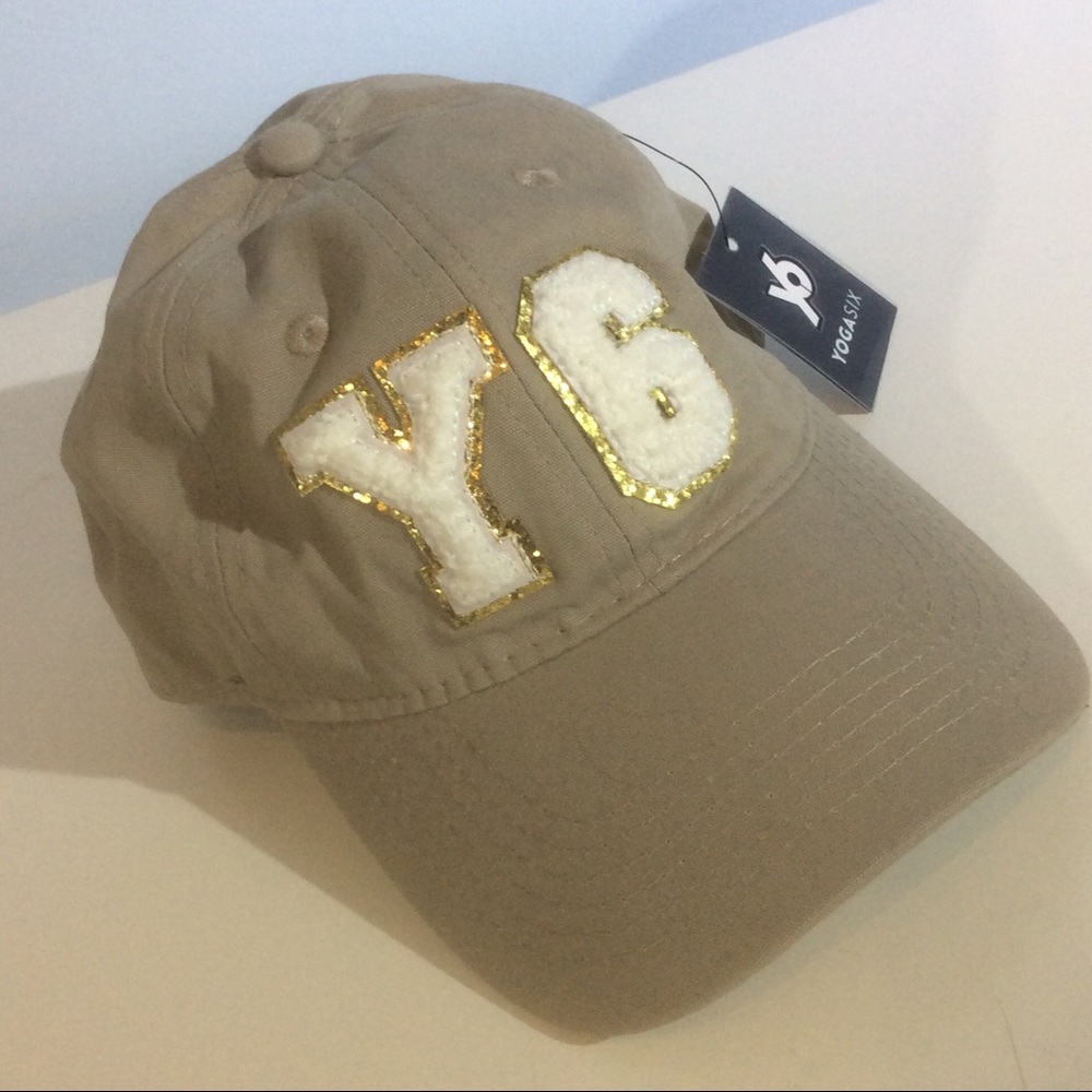 Y6 Yoga Hat Tan Beige Baseball Cap Adjustable Unisex Canvas 6 Panel Hat NWT